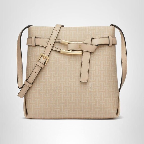 Women's Tasha Signature Logo Magnetic Snap Crossbody Bag Desert Sand/cream